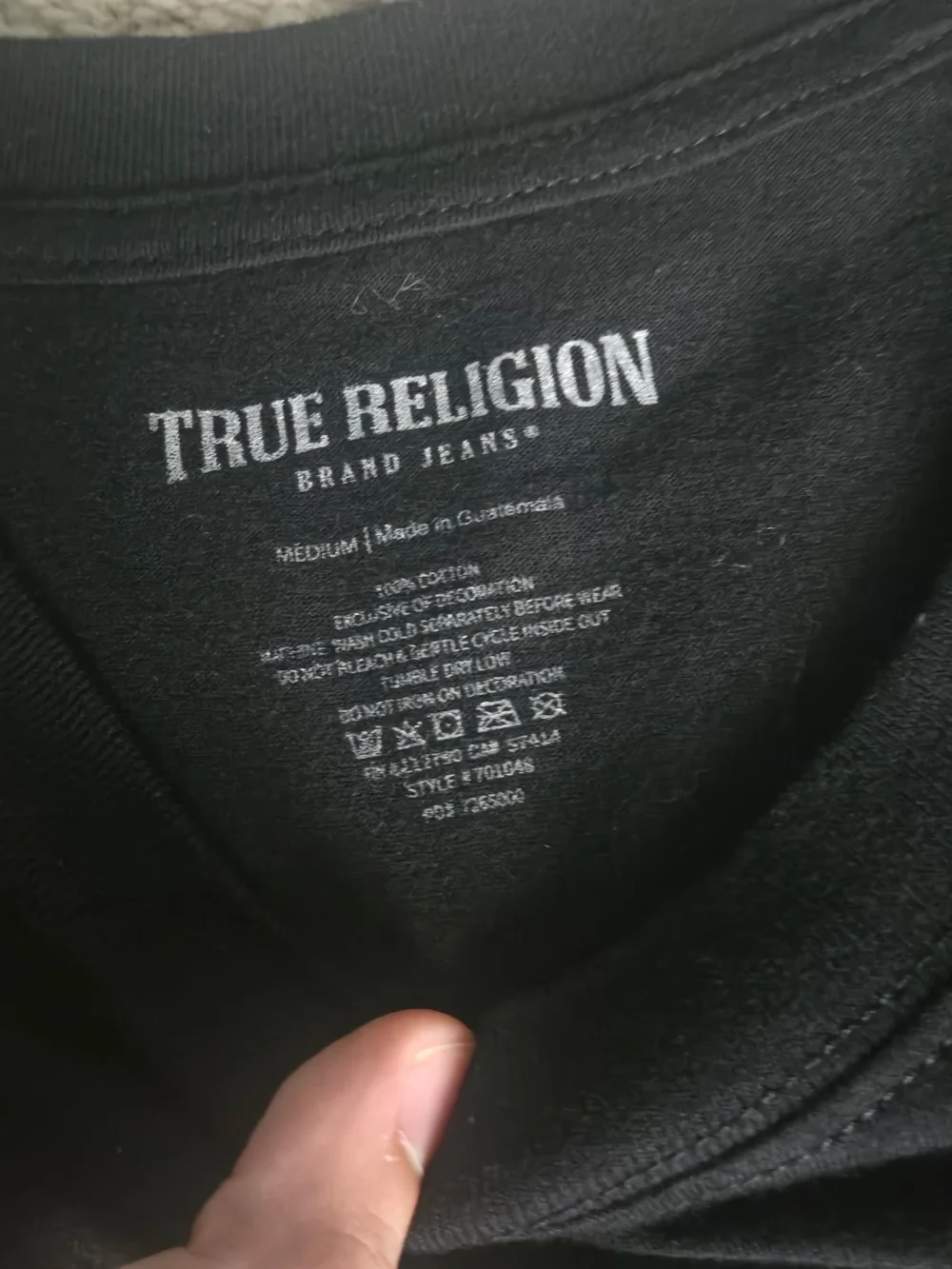 True Religion Black Tee with White and Red Graphic Logo